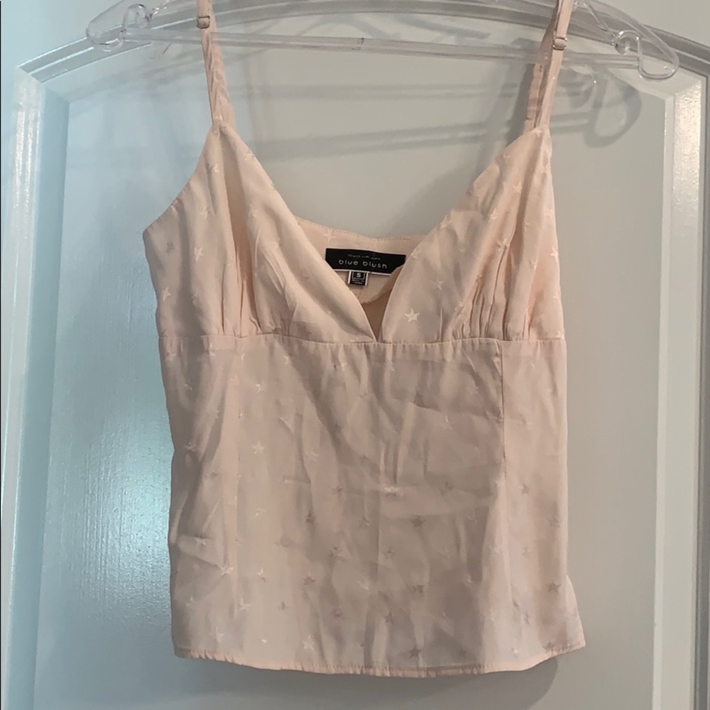 Blue Blush light pink crop top w/ star print